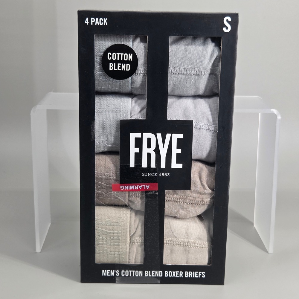 Frye Boxer Briefs Mens Small‎ 4 Pack Cotton Blend Taupe Grey Neutral Essentials